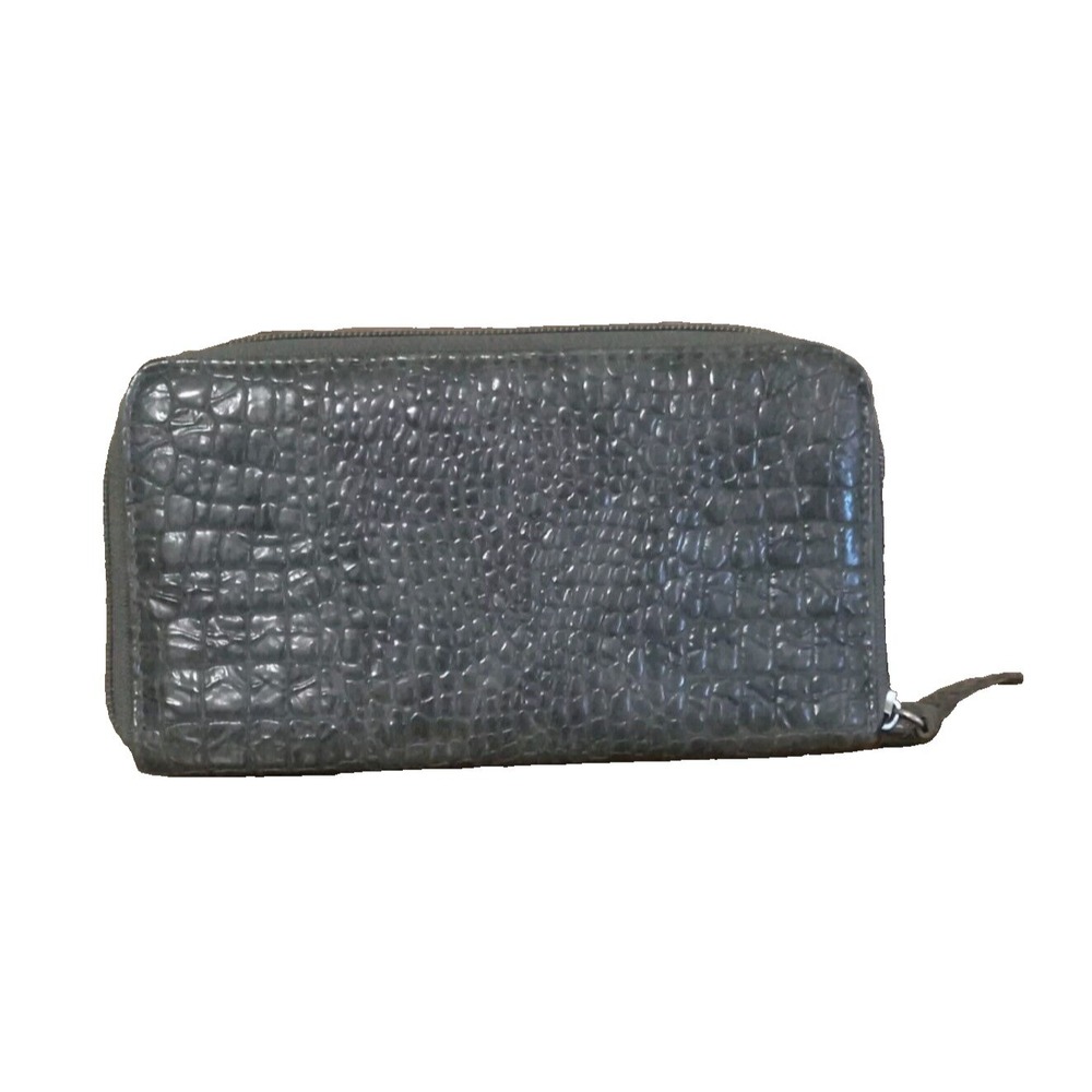 Kenneth Cole Reaction Wallet Womens OS Green Croc Embossed Zip Around Clutch - Picture 6 of 11